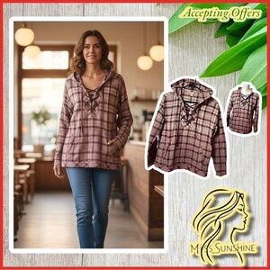 Forever21 NWT - Sz S - ombre purple pink hoodie flannel pullover 🥰